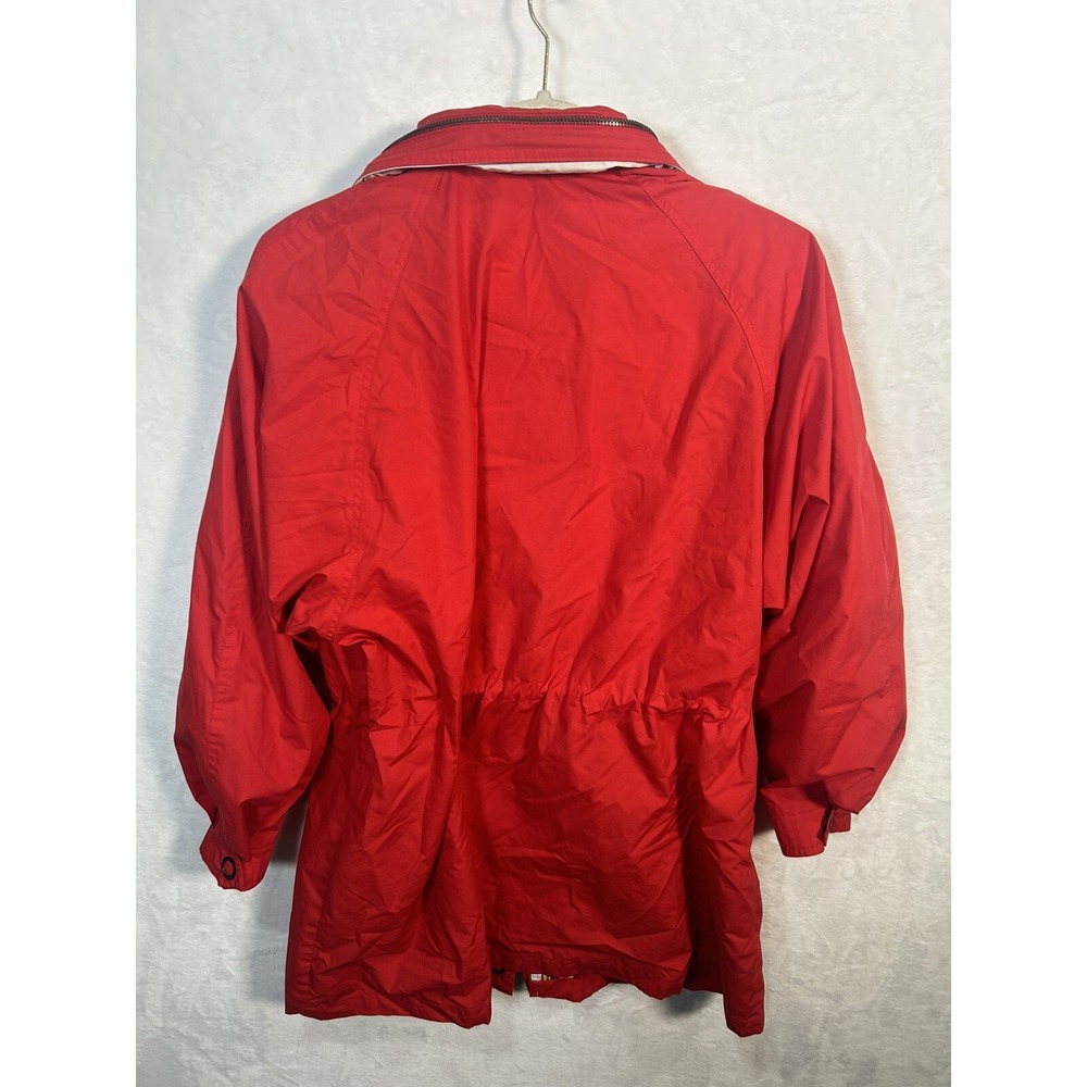 Vintage London Fog Winning Edge Jacket Red Hood Cinch Waist Medium Korea - Picture 9 of 11